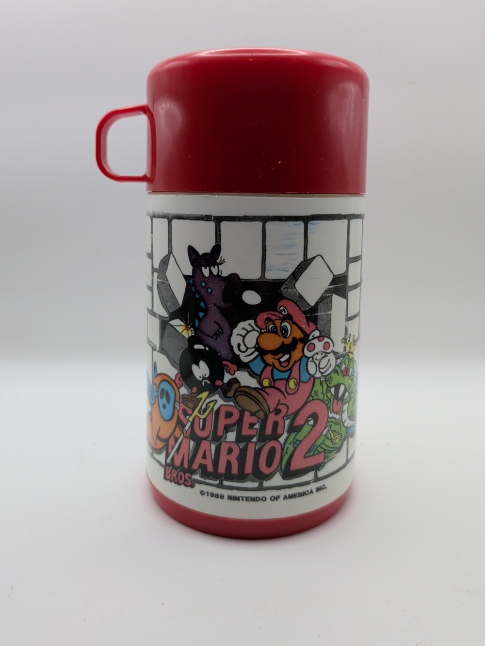 1989 Nintendo Super Mario Bros. 2 & Zelda II Link Adventures Alladdin Thermos(G)